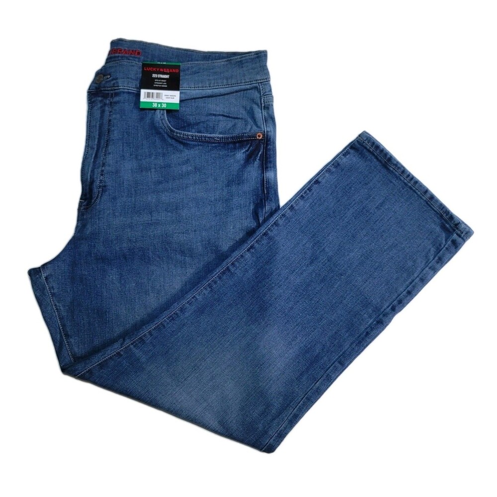 Lucky Brand Mens 223 Straight Stretch Classic 5-Pocket 38x30 Lt Blue Denim Jeans